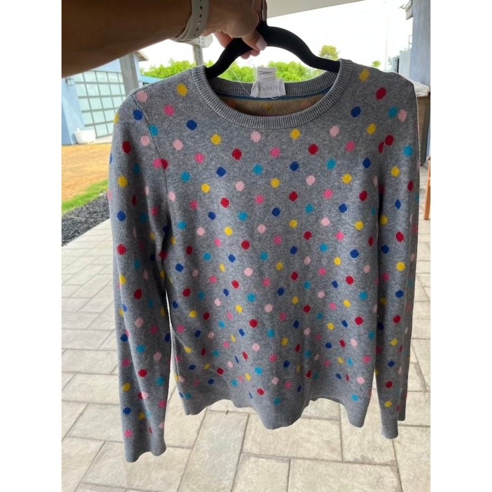 For The Republic Gray Polka Dot Crewneck Sweater Multicolor Knit Size M
